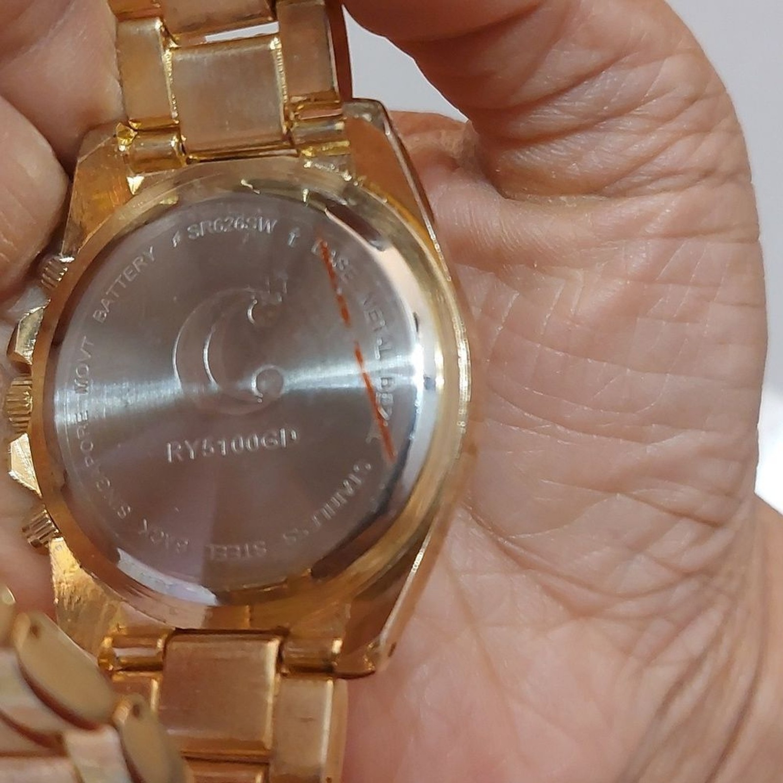 Charming Charlie Crystal Embellished Gold Tone Link Wrist Watch Foldover Clasp