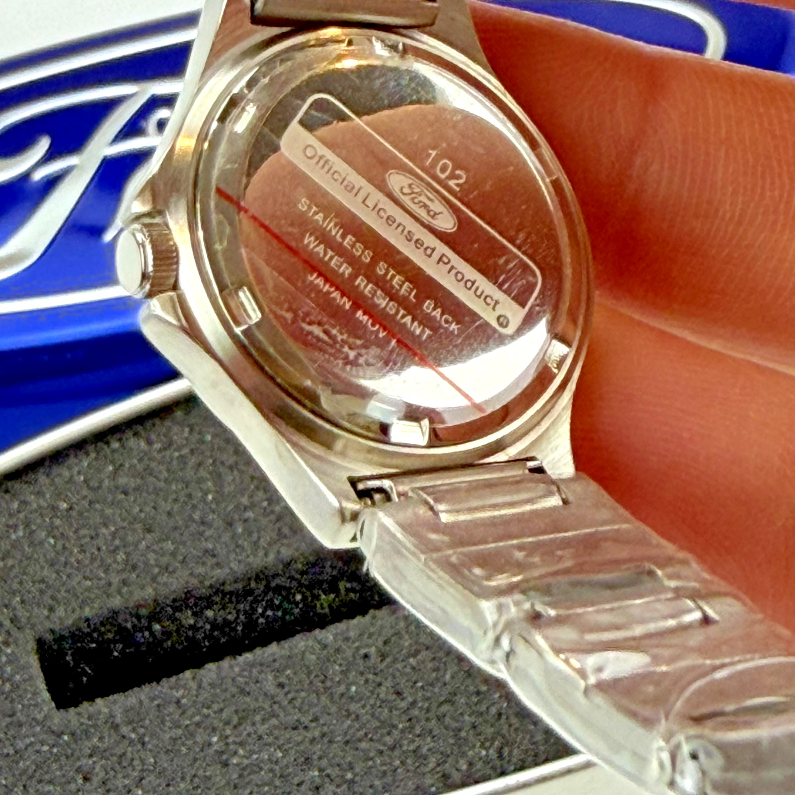 Vintage Ford Thunderbird Watch Teal Dial Model 10289 New In Tin Case Damaged Box