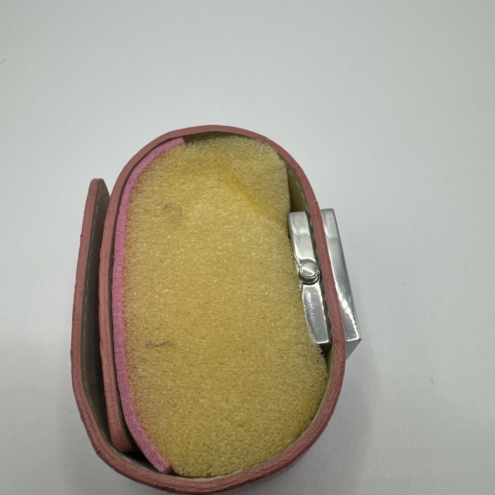Vintage MARY KAY Pink Wrist Watch Wide Band Snap Closure Pink & White Crystals