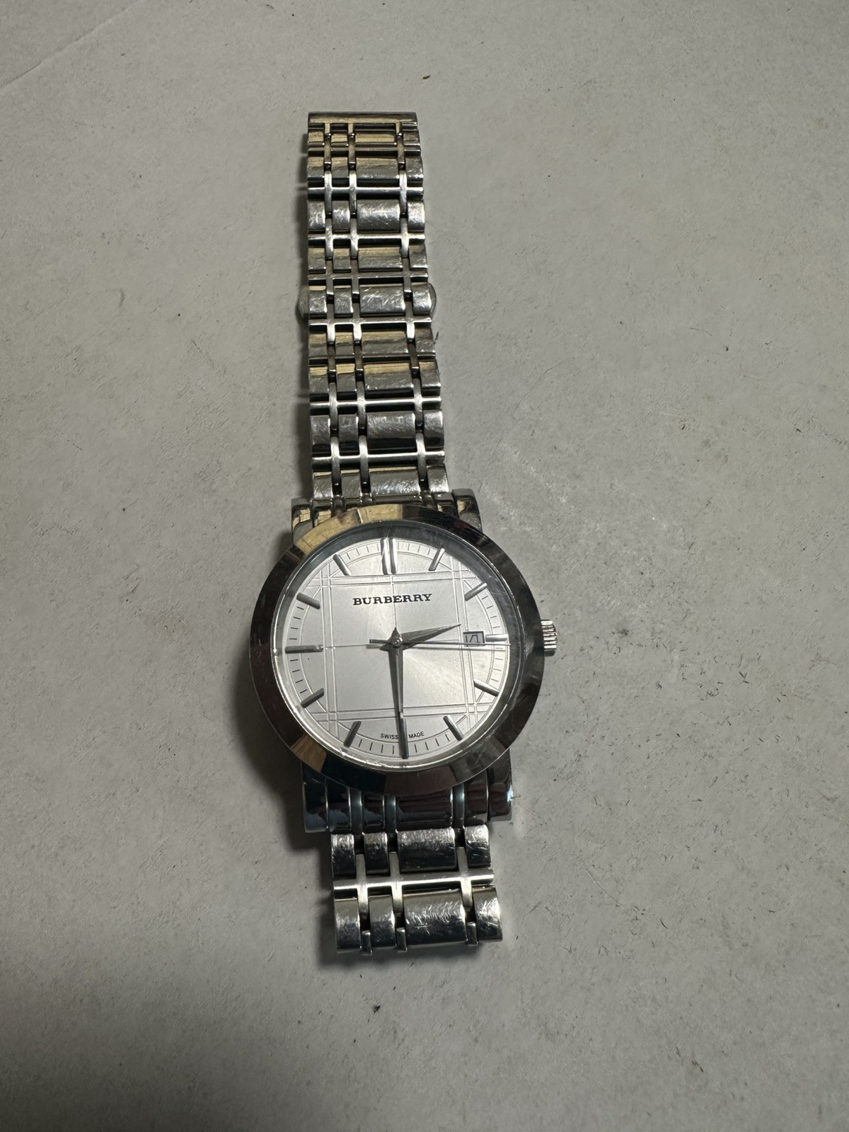 Burberry Heritage BU1350 38mm Silver Stainless Steel Case Works Silver Swiss See