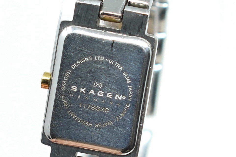 Skagen Denmark Women’s Rectangular Watch Two-Tone Stainless Steel Elegant