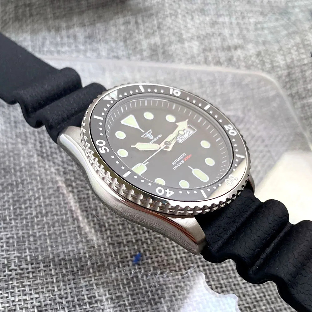 Tandorio 41mm 20ATM Black NH36A Mechanical Auto Diver Men Watch Sapphire Glass