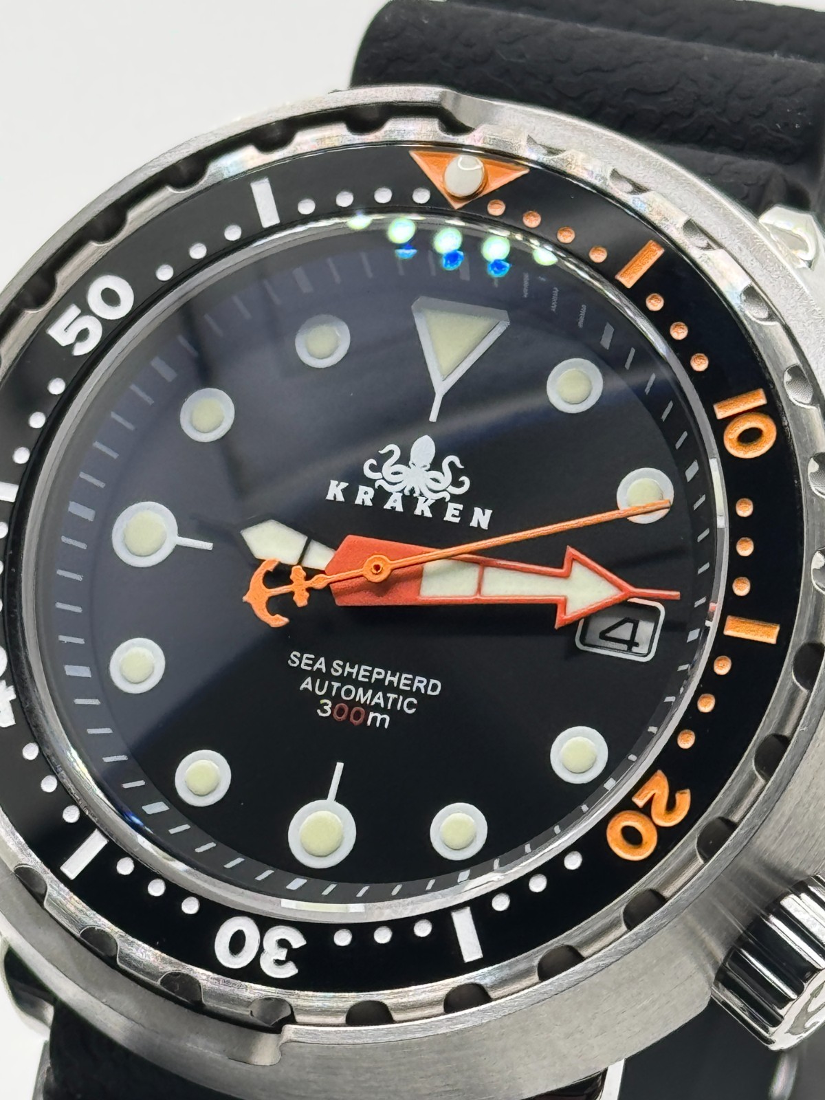 KRAKEN Automatic Dive Watch 300M NH35 Sapphire Steel Black Orange Diver