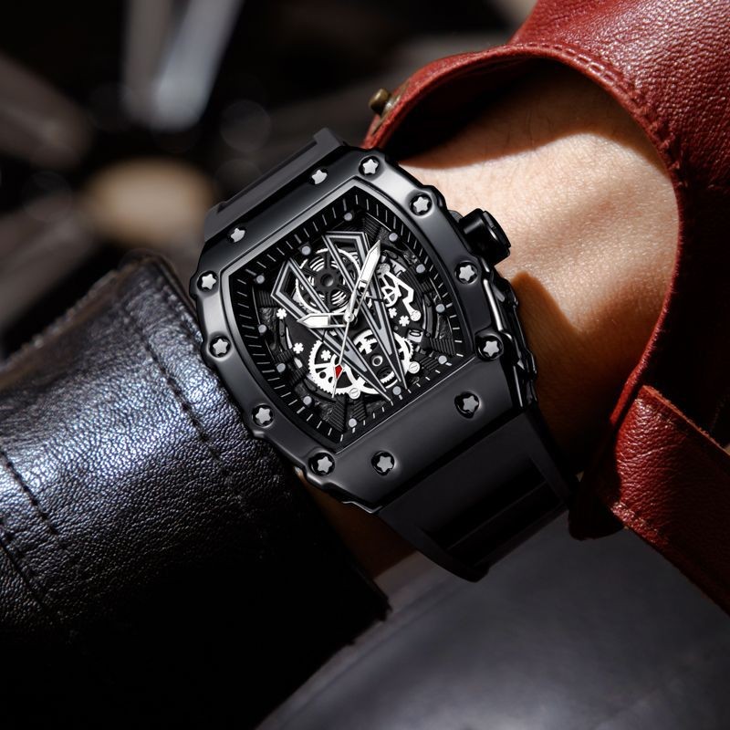Men’s Quartz Barrel Shape Sport Watch Date Display Fashion Tonneau Analog