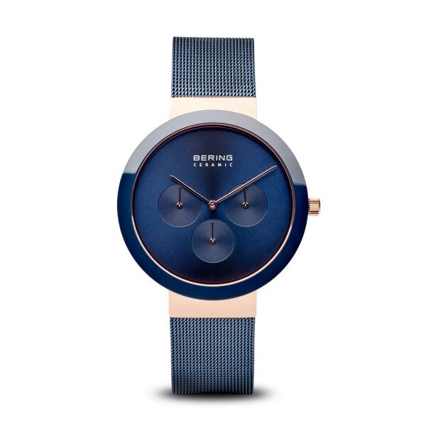 BERING Ceramic Blue or Black Mesh Band Multifunction Watch (40mm or 36mm)