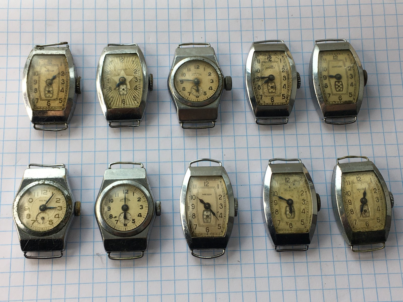 Lot of 10 Soviet Vintage ZVEZDA USSR Women mechanical Wristwatch for parts