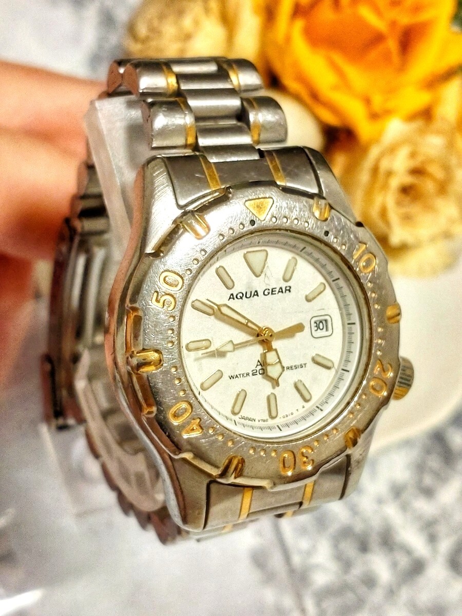 Working condition new battery replaced SEIKO ALBA Aqua Gear men s women s wristw