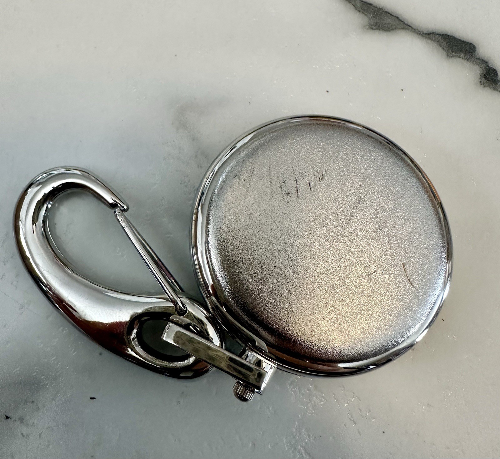 COLLEZIO Quartz Pocket Watch Silver Tone with Sport Clip-New Battery