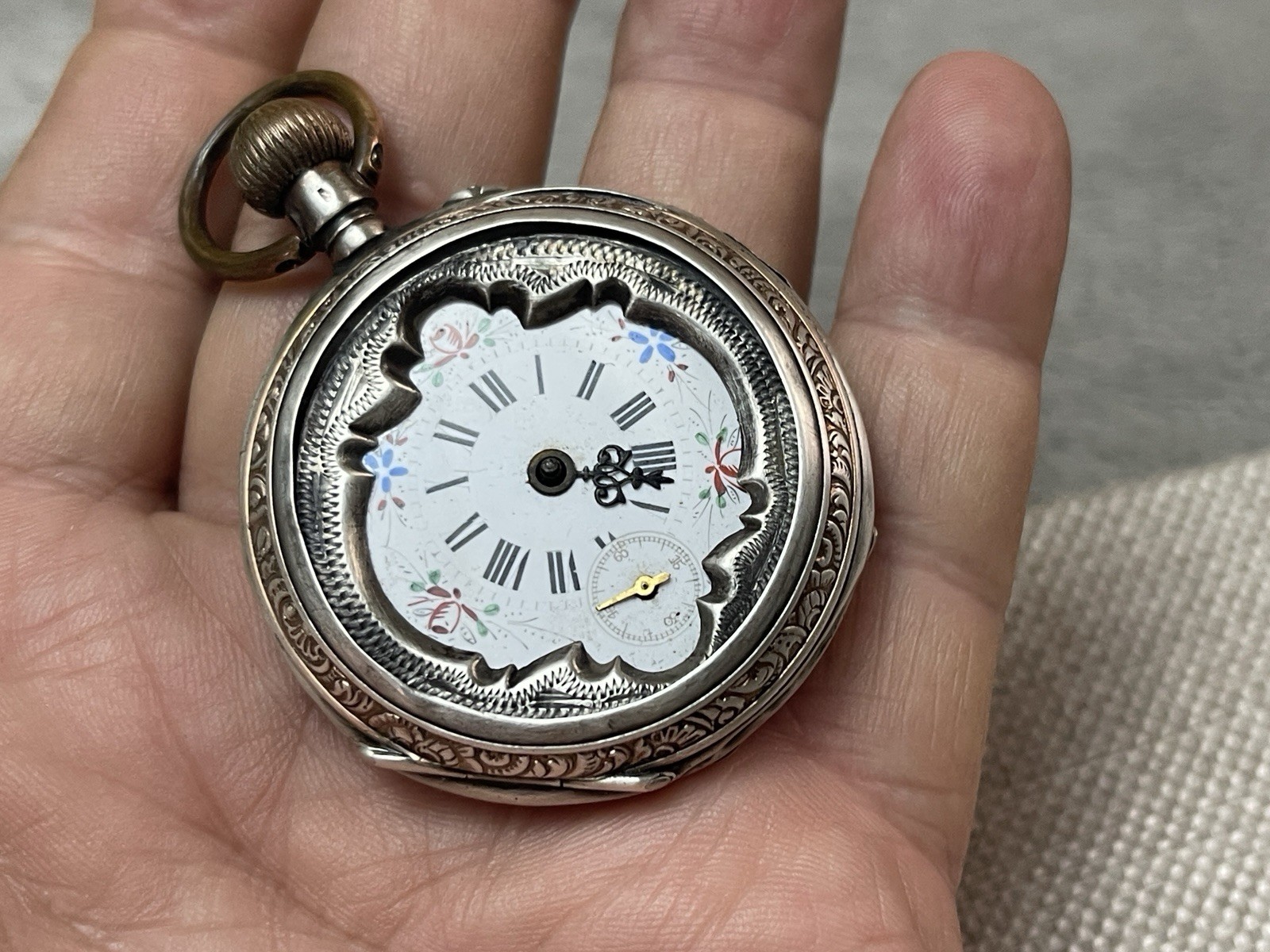 Antique Cylindre 10 Rubis 800 SILVER Pocket Watch ( Parts/Repair )