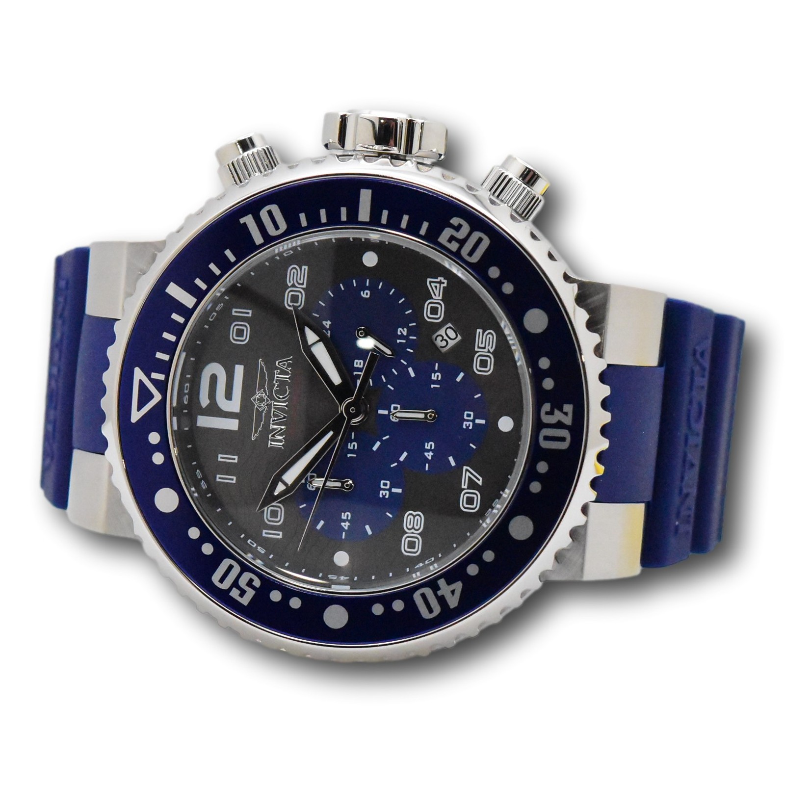Invicta Pro Diver Dark Blue Ocean Voyage Mens 52mm Black Dial Chrono Watch 47195