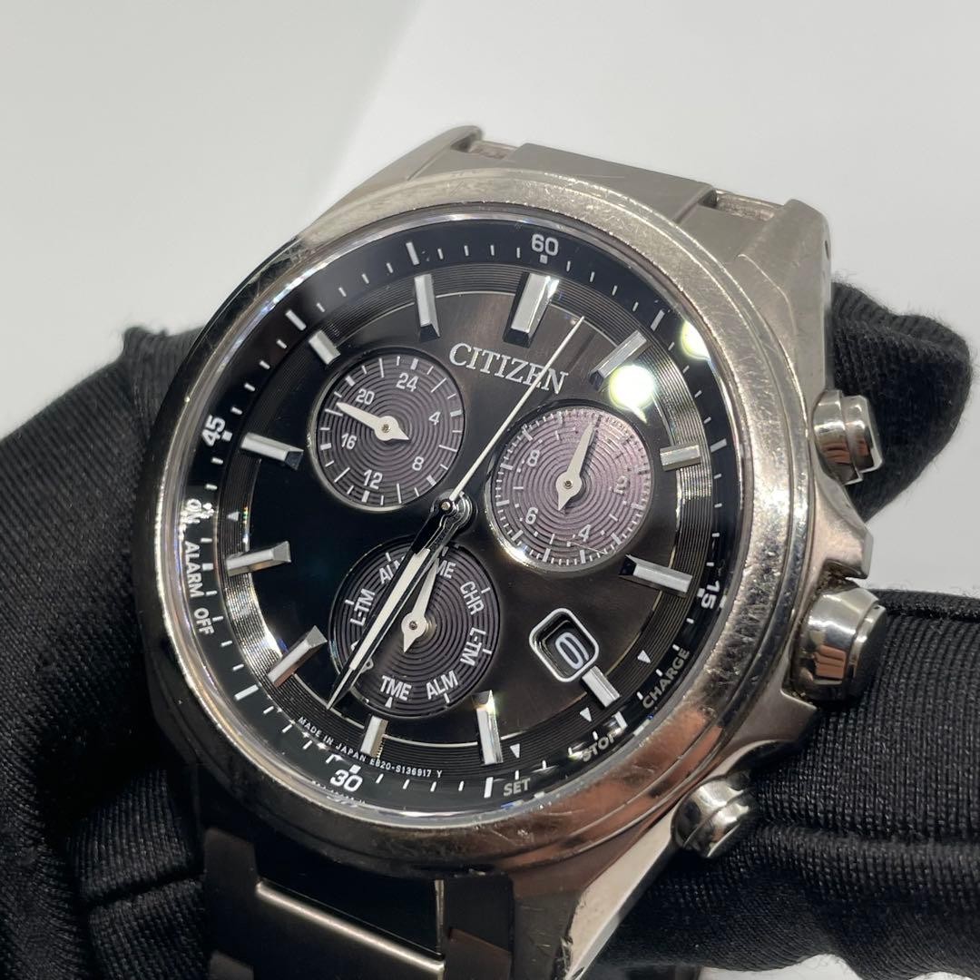 CITIZEN ATTESA E820-S096081 Black Dial Eco-Drive Men’s Watch Used Working #14