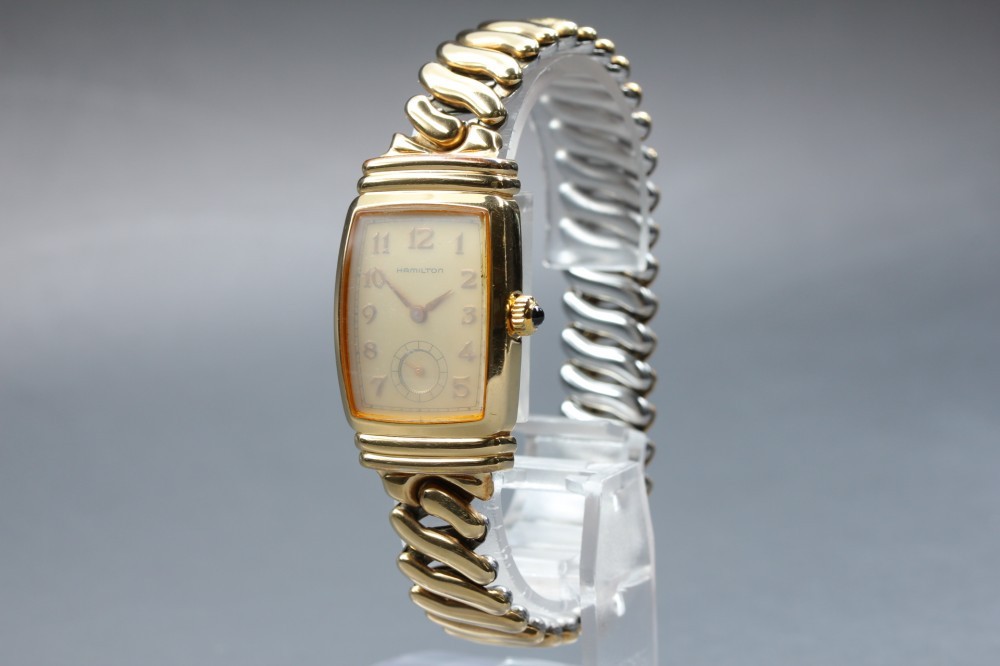 HAMILTON Benton 6198A Gold Small Seconds Rectangular GP Quartz 22mm Ladies Watch