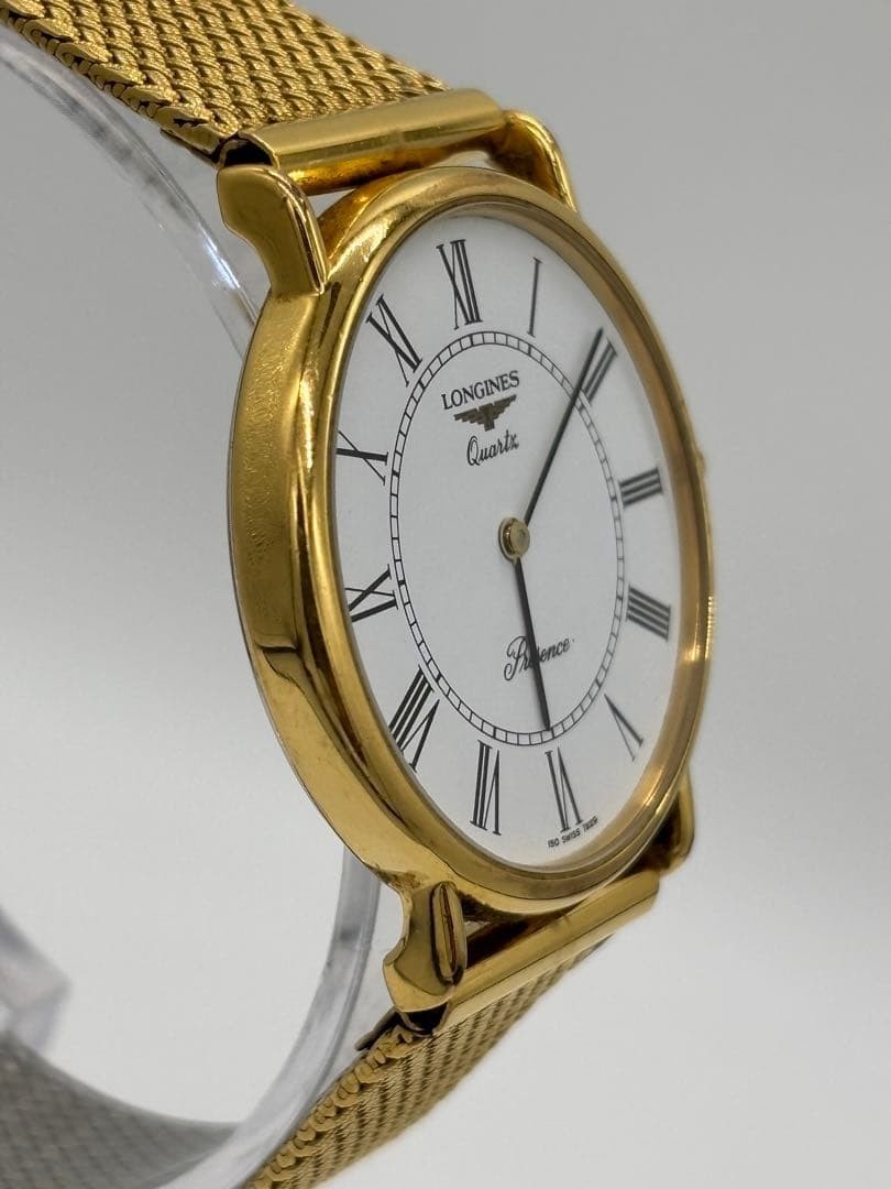 Longines Presence 150 7229 Gold Plated White Dial Quartz Men Watch Original Band