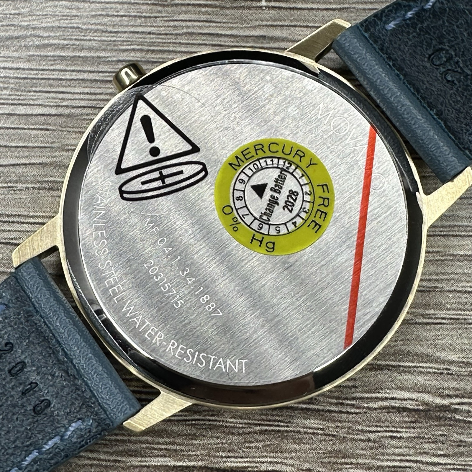 NEW✅SWISS✅ Movado FACE Gray Dial Teal Blue Leather 41mm Gold Men’s Watch 3640124