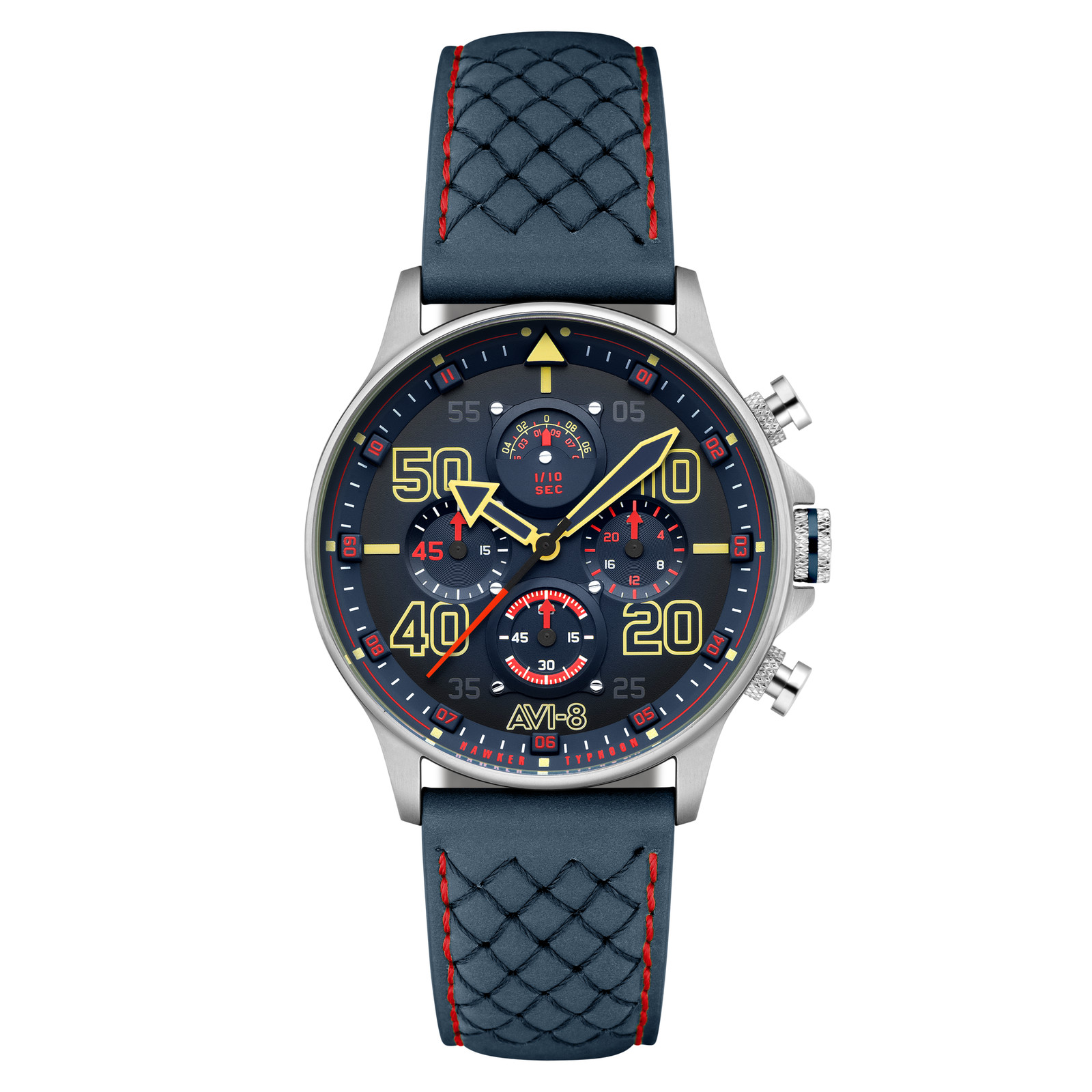 Coningham Chronograph Blue / Leather Blue Dial Wristwatch AV-4093-0C