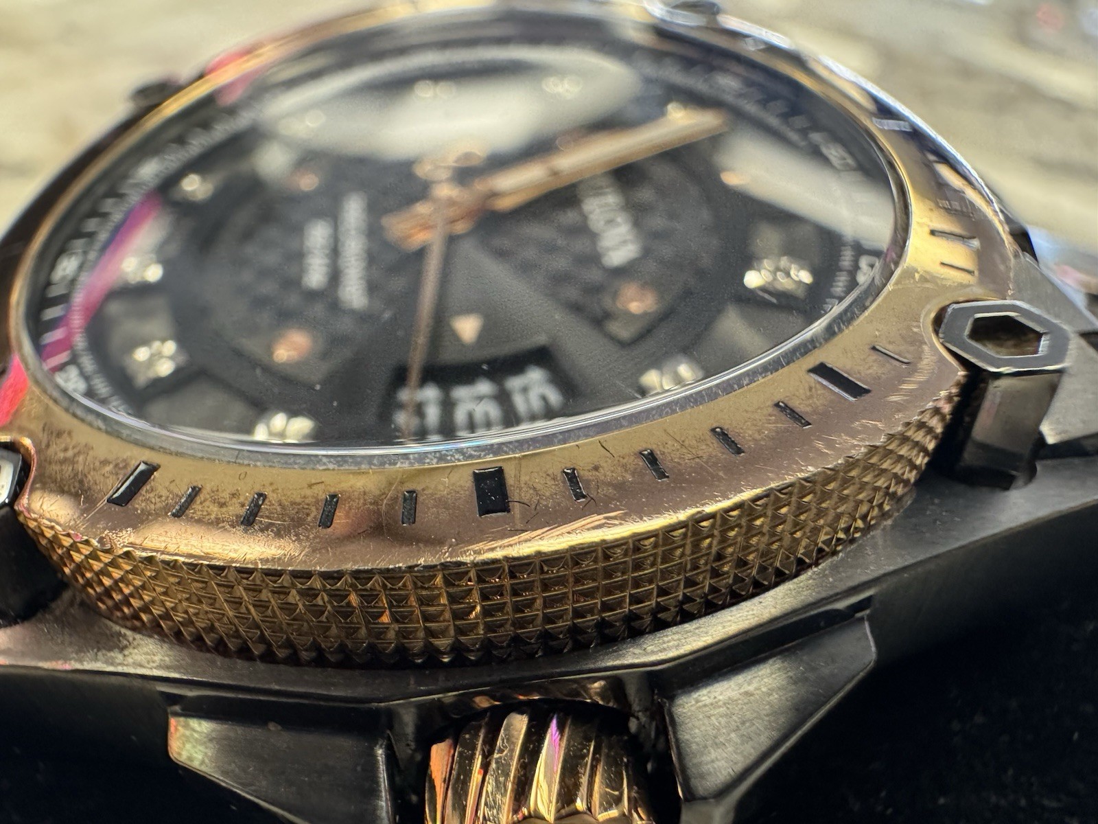 Bulova Men’s Watch Precisionist 98D149 Quartz Diamond Dial Rose Gold Gunmetal