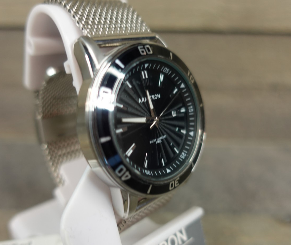 Armitron Men’s Stainless Steel 165ft WR Watch – 20/5425BKSV – NEW Needs Battery