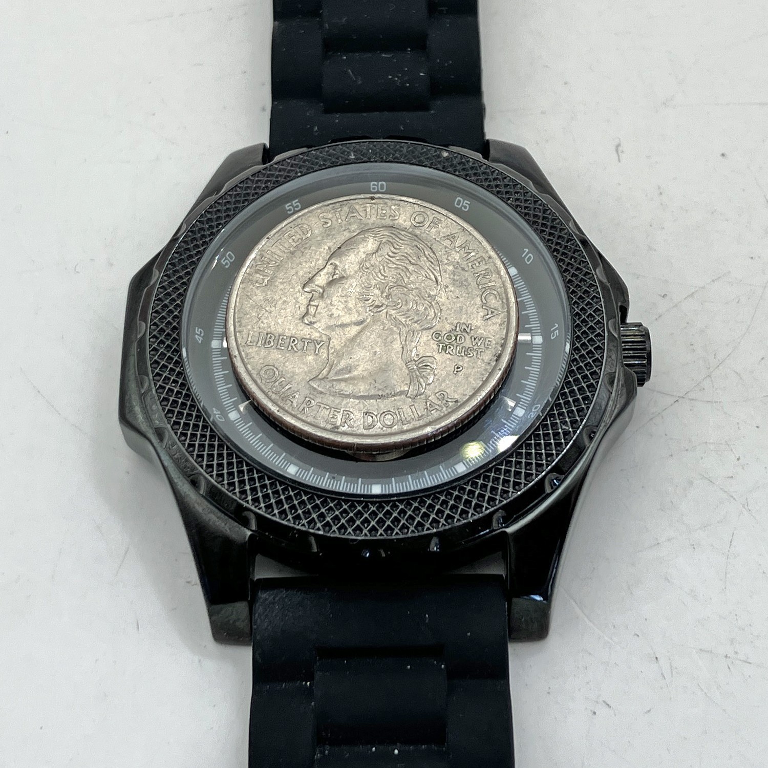 George Urge Multi Function Day Date Watch Black Steel WR 330ft 42mm Mens