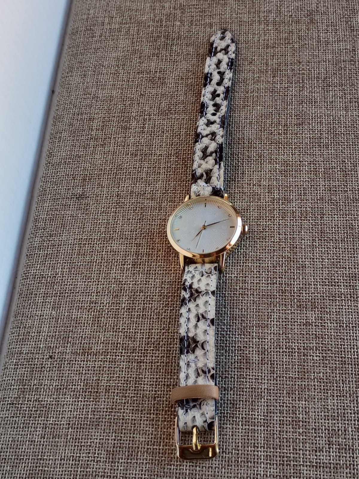Women’s Black/White Python Skin Watch Band And Watch (NEW)