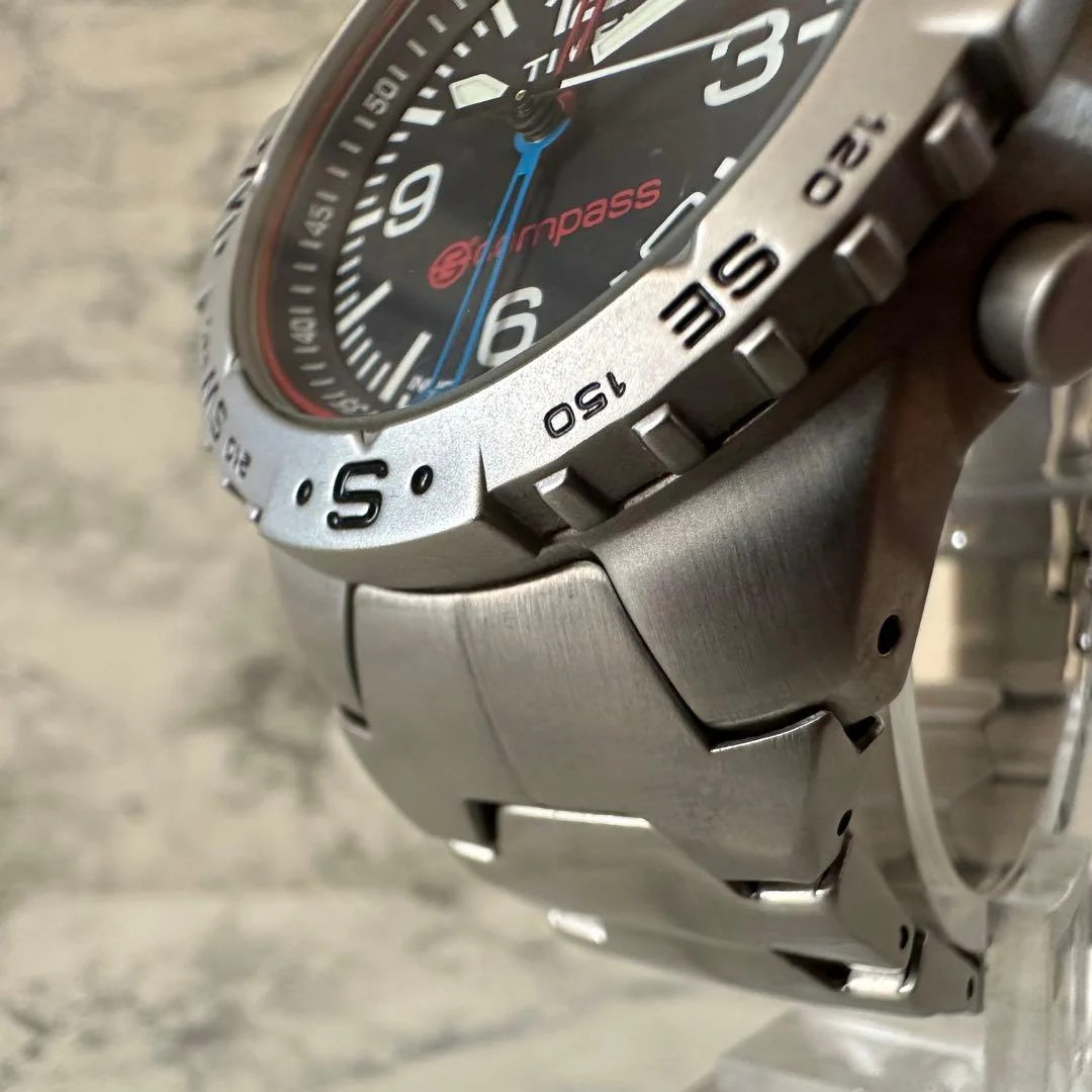 TIMEX Indiglo Compass Quartz Black Dial Stainless Steel 1.65 Watch