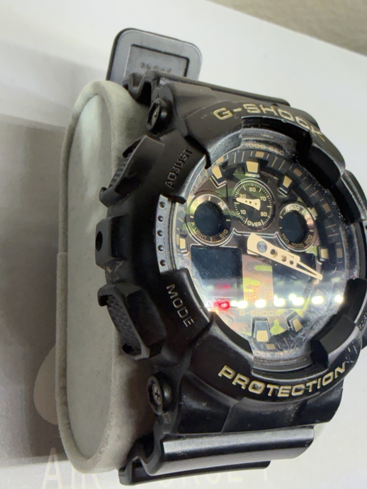 Camouflage Casio G-SHOCK Men’s Analog-Digital Black/Gold Quartz Resin Strap 50mm