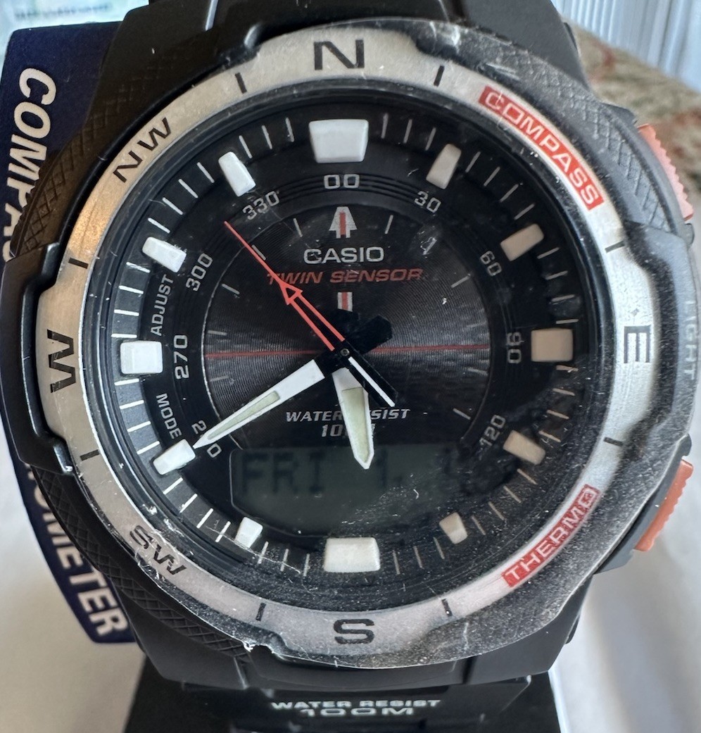 NOS Casio Twin Sensor Analog / Digital Watch SGW-500H New Battery w Box & Papers