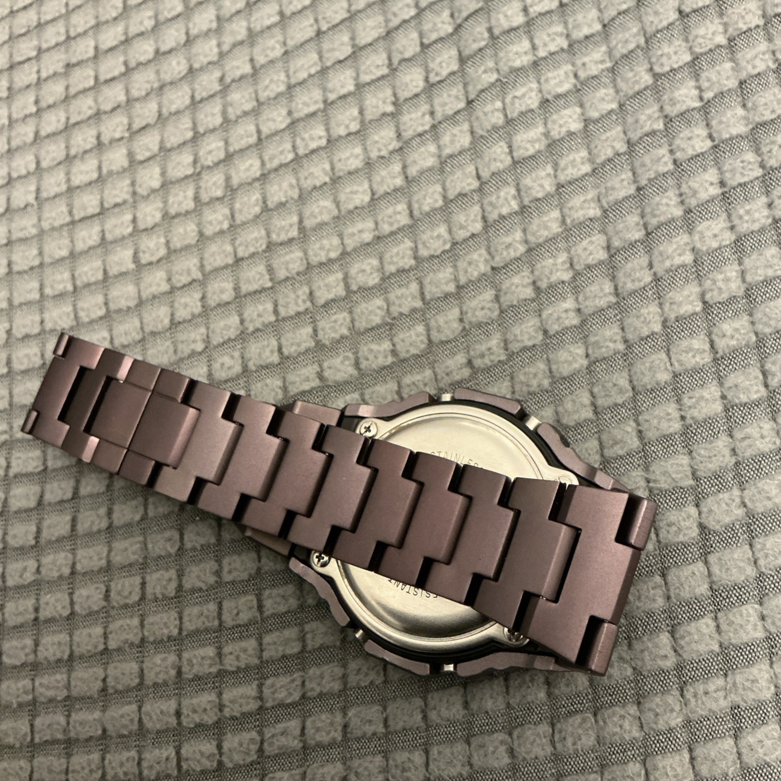 This is a modified DW5600E-1V watch with purple PVD Metal Bracelet 200M Box