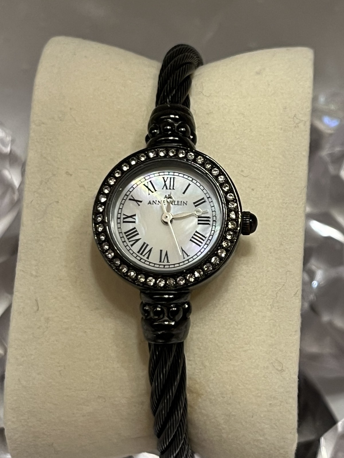 Anne Kein Black Enamel Bracelet Watch