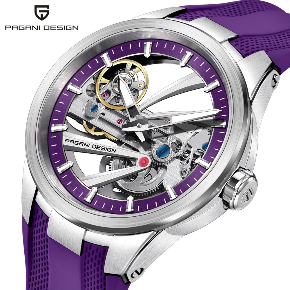 Pagani Design PD-YS030 Silver Black Skeleton Stainless Steel Men’s Watch