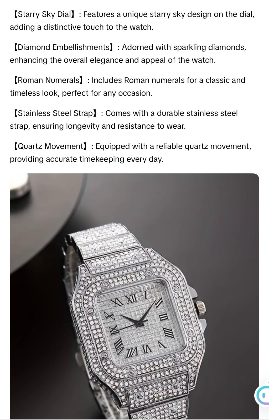 Men’s lab created gemstone watch