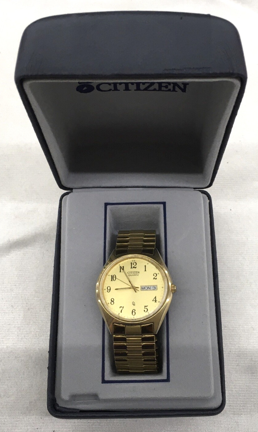 Citizen Quartz CQ Gold Watch, Flex Band, Japan Movement 1100-S63812 HST (C-5)