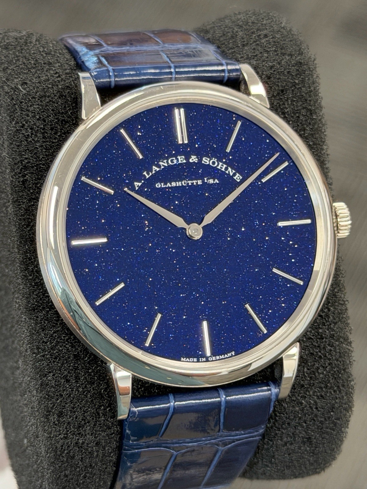 2020 A. Lange Saxonia Thin Aventurine Blue White Gold 205.086 Watch Box Papers