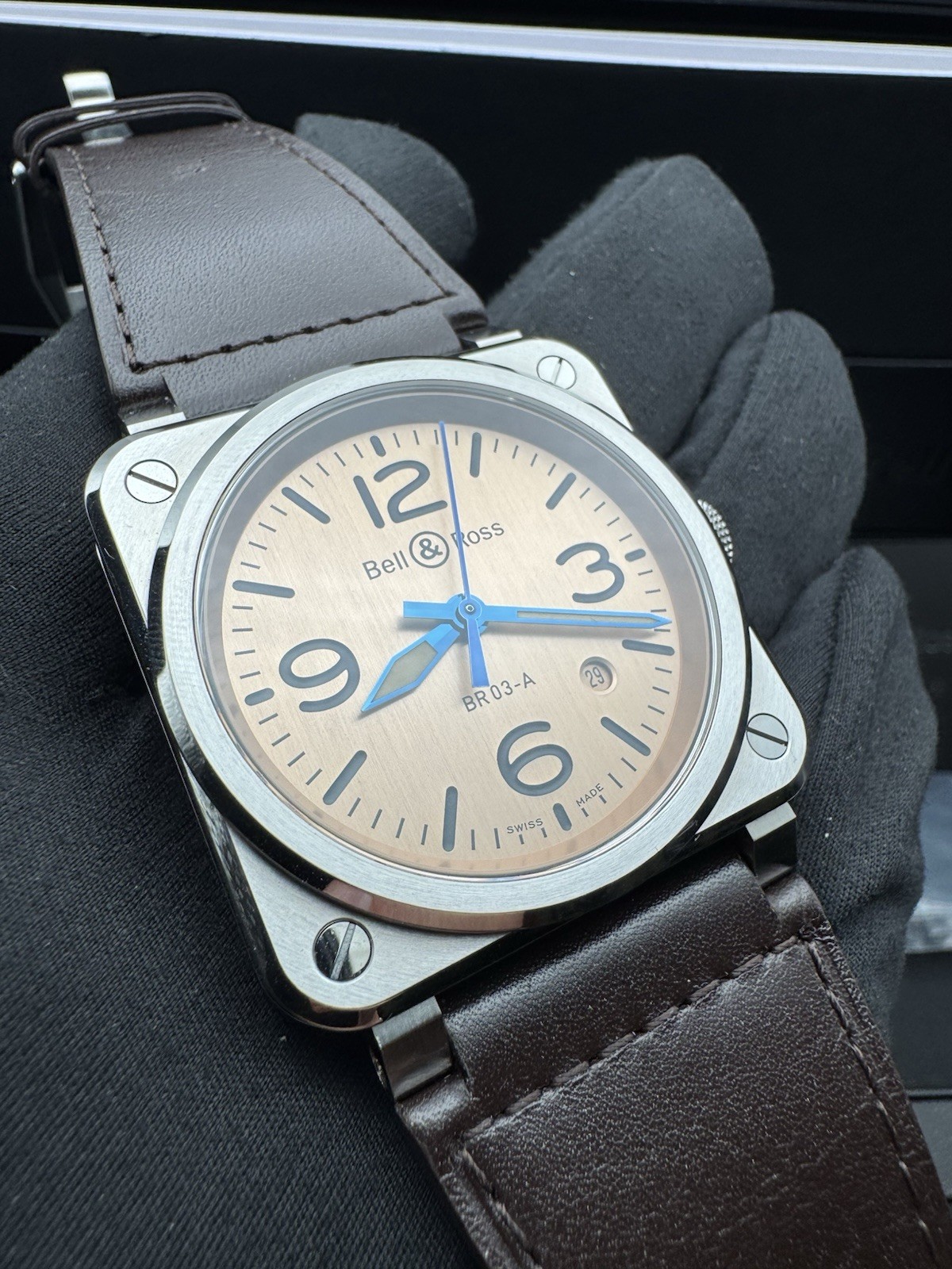 Bell and Ross BR 03 Auto Copper Dial Brown Strap Men’s BRO3A-GB-ST/SCA Full Set