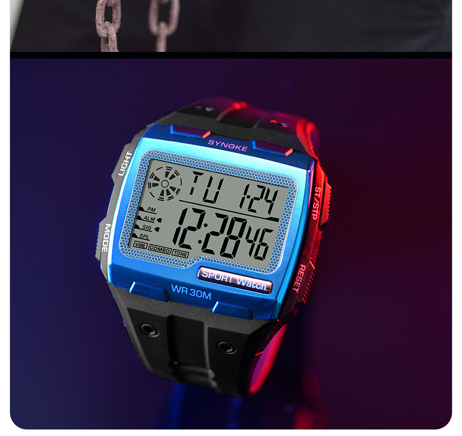 Mens Waterproof Watch Multifunctional Large Screen LED Display Sports Watch Gift
