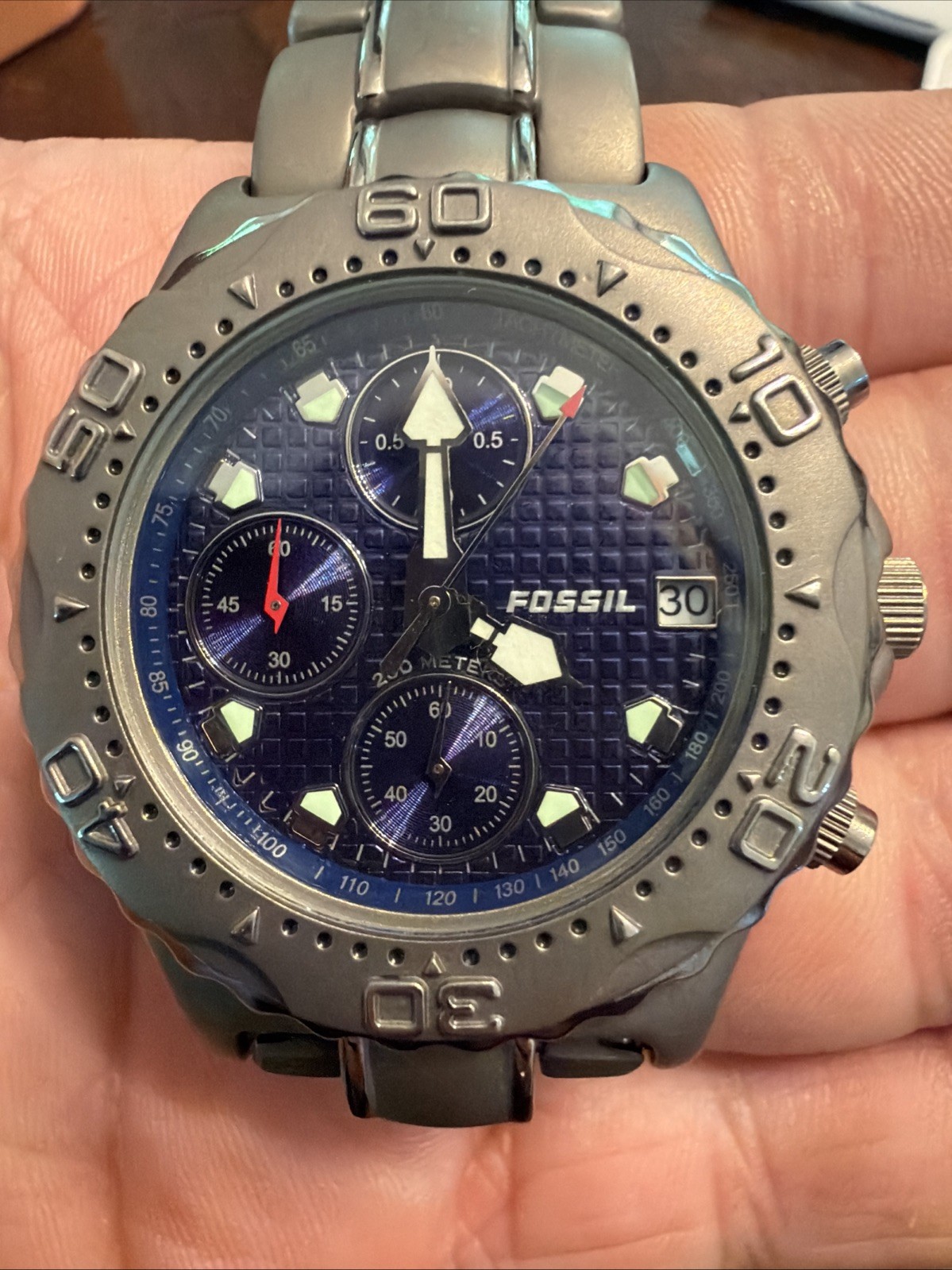 Fossil blue titanium watch With Case (don’t Know If Case Belinda To Watch