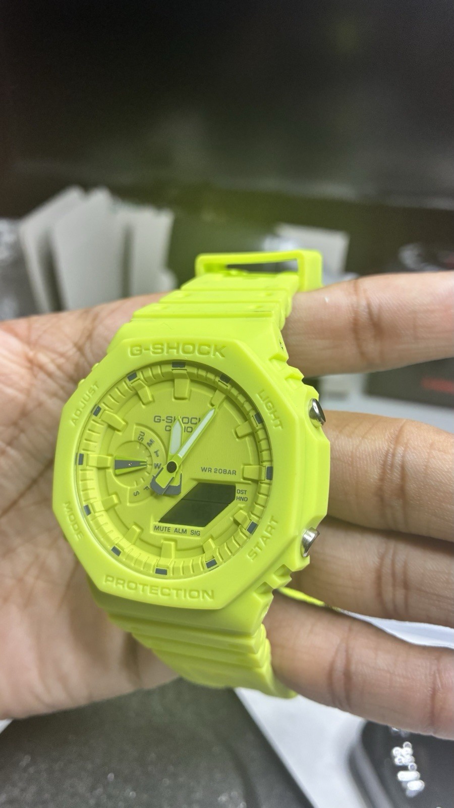 Casio G-SHOCK Lime Green Resin Analog-Digital Quartz 200m Watch w/ Box Manuals