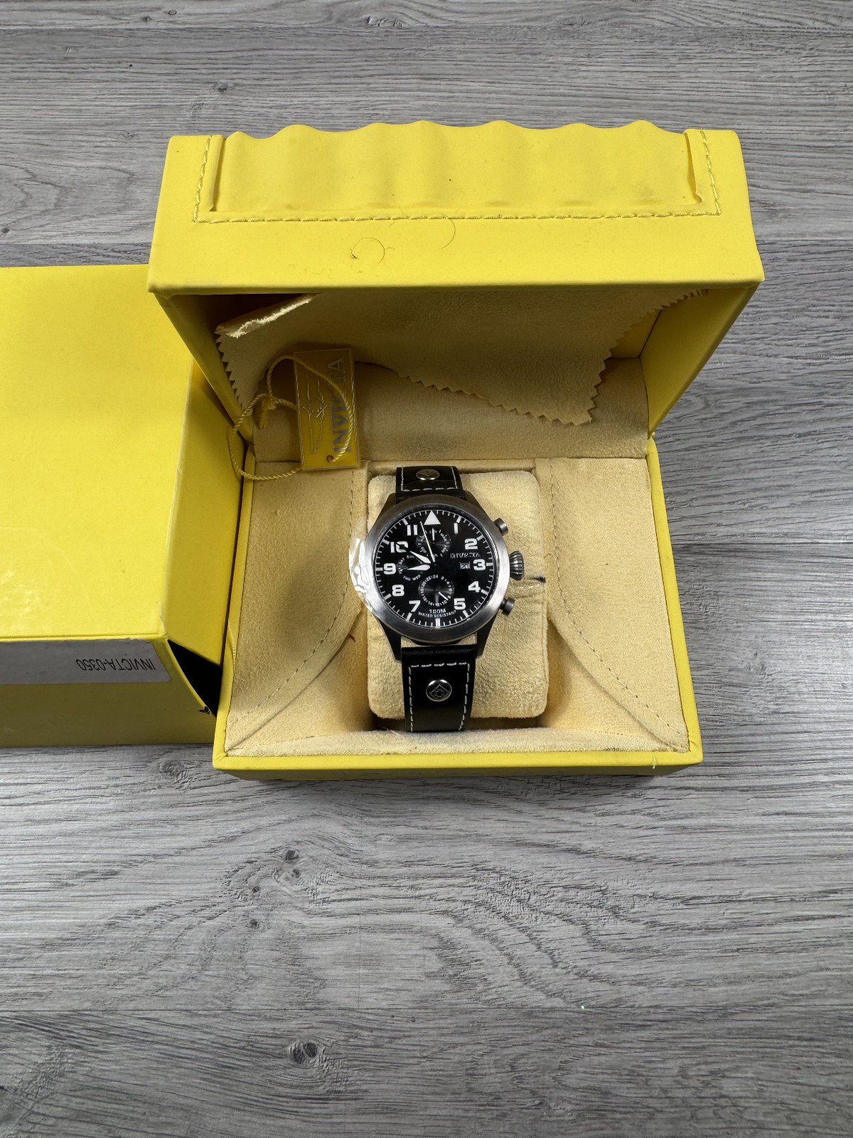 Invicta I Force Black Leather Men’s Watch Water Resistant 100M Flame Fusion READ