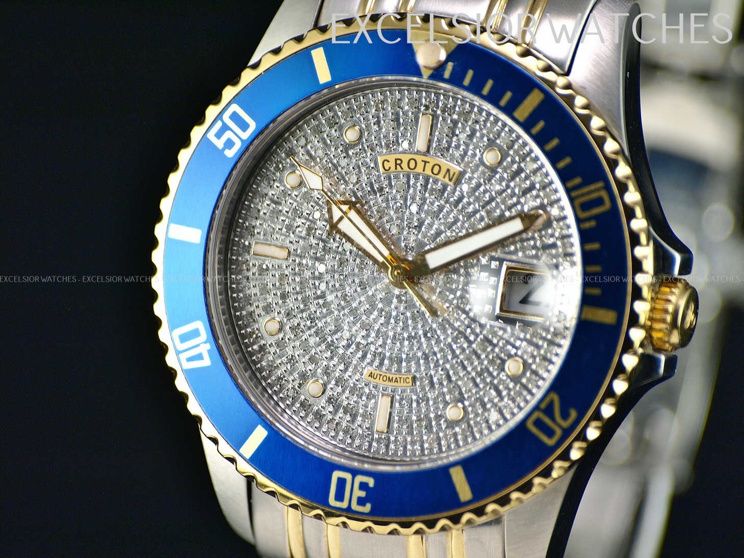 Croton CN301142 Men Limited Ed 1.2Ct Genuine Pave Diamond Dial Auto TT Watch