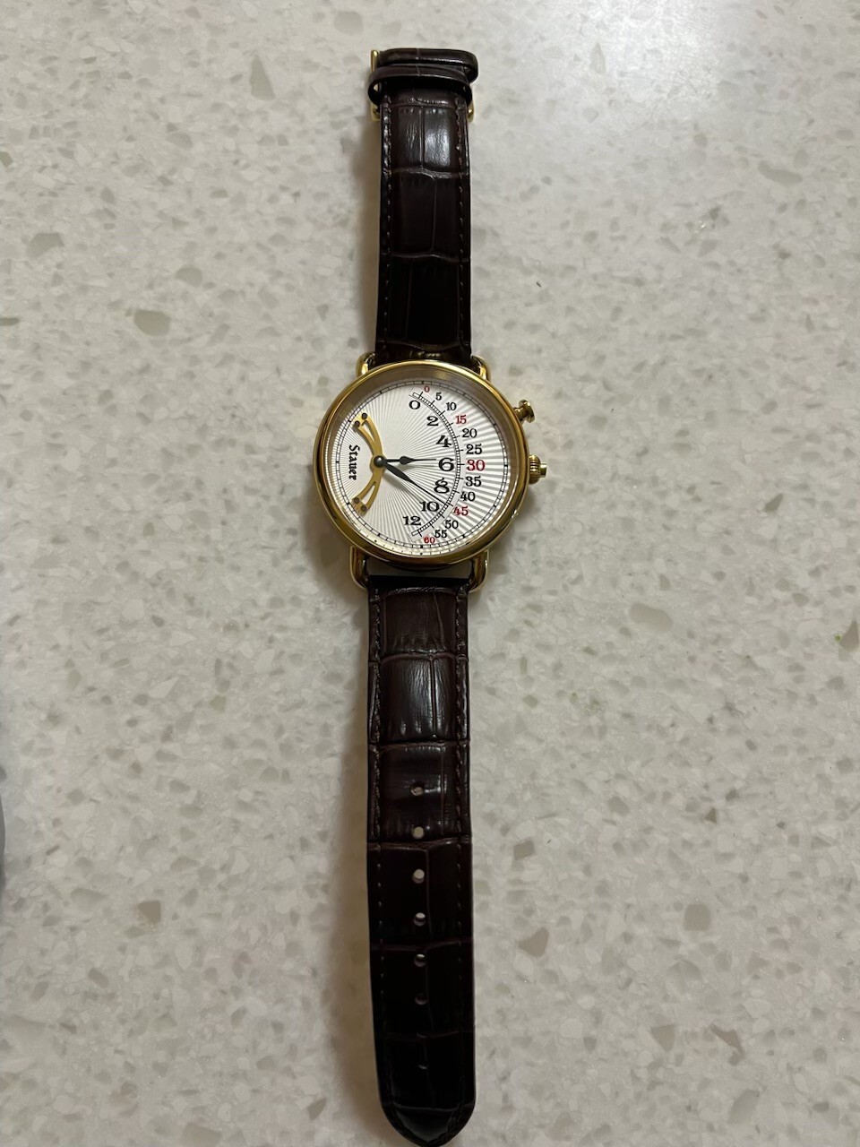 Stauer 1920s Retrograde watch, Precision quartz movement Stainless steel case