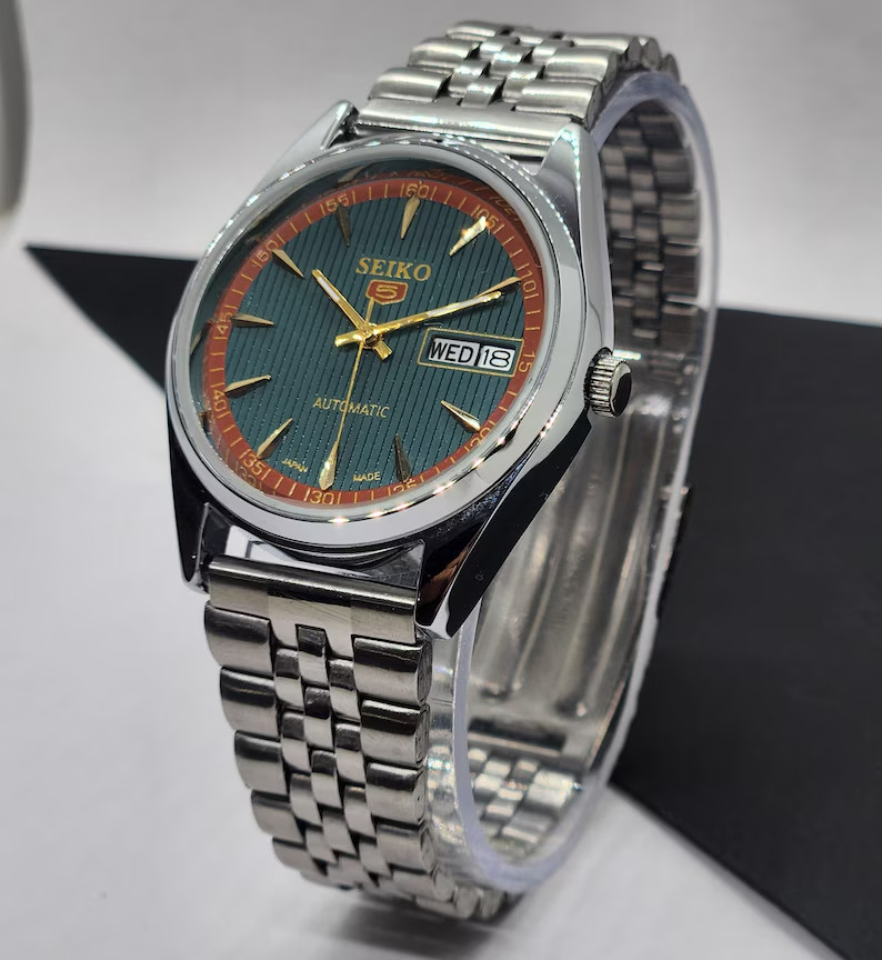Montre automatique Seiko 5 vintage remise à neuf 6309A, 17 rubis, boîtier en a