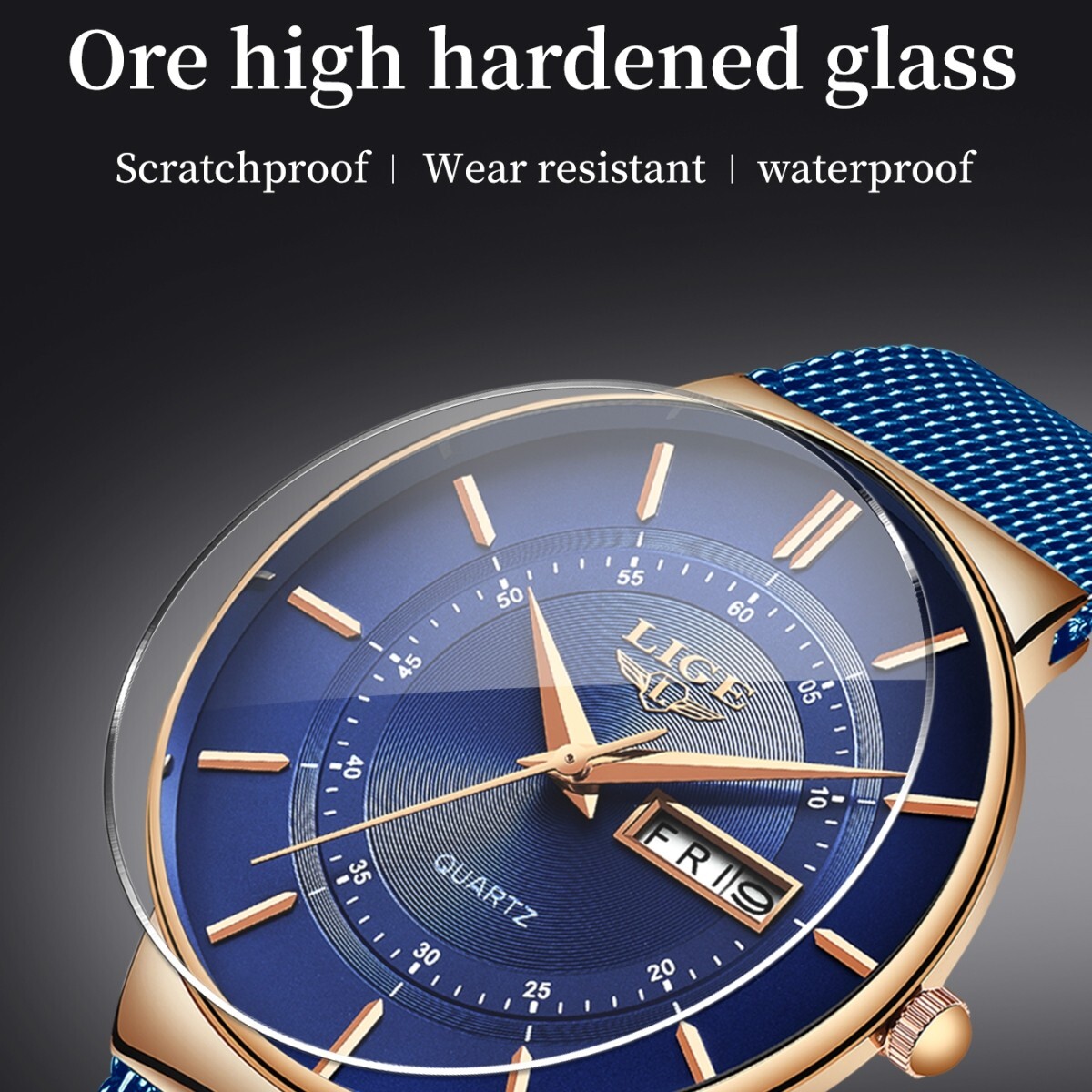 Ultra-thin Men’s Watch Quartz Date Stainless Steel Daily Wristwatch Waterproof