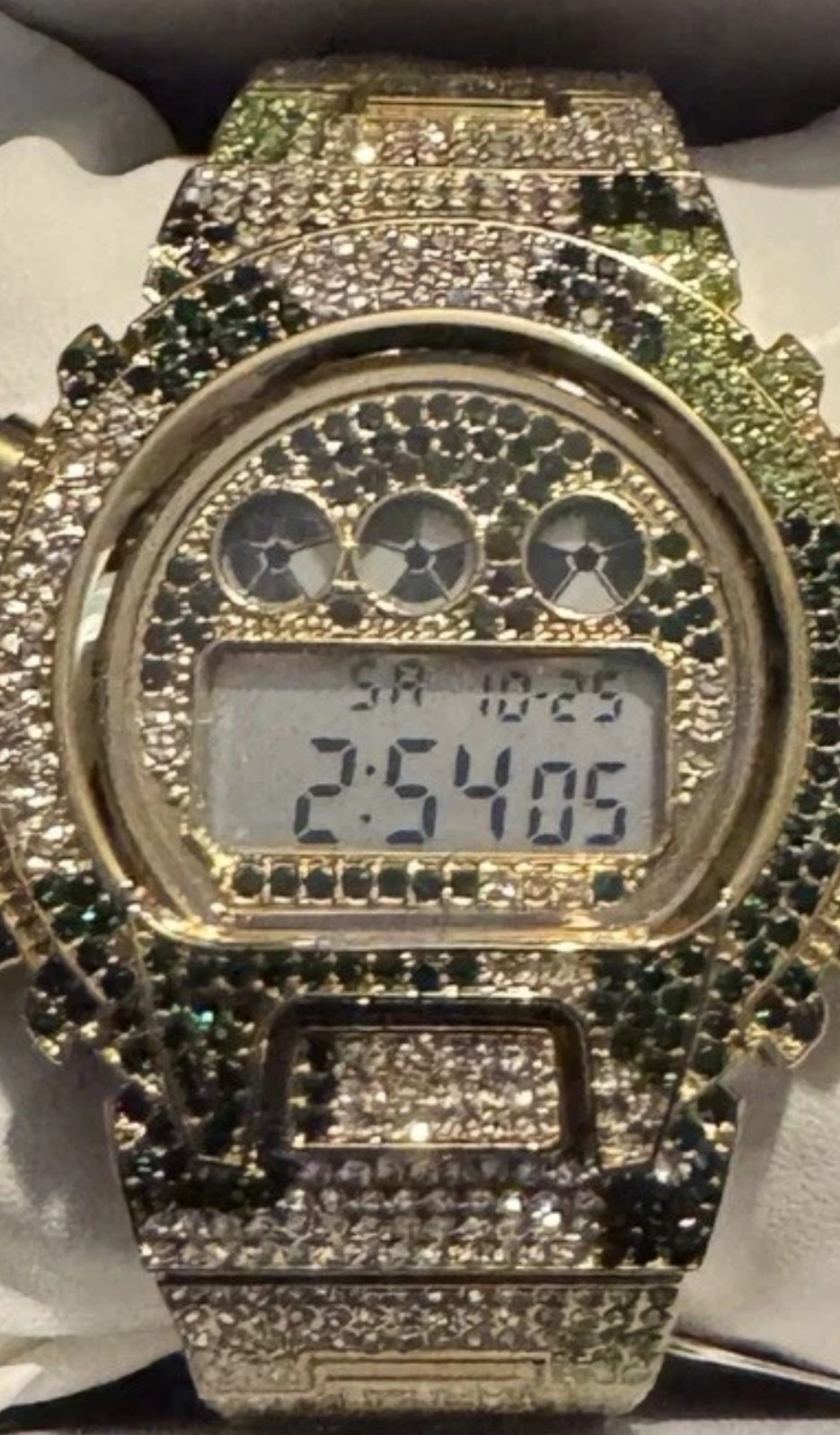 Activa X Invicta Mens Watch 51mm Silver Tone Camo Green ICE Bling ACW4019-006