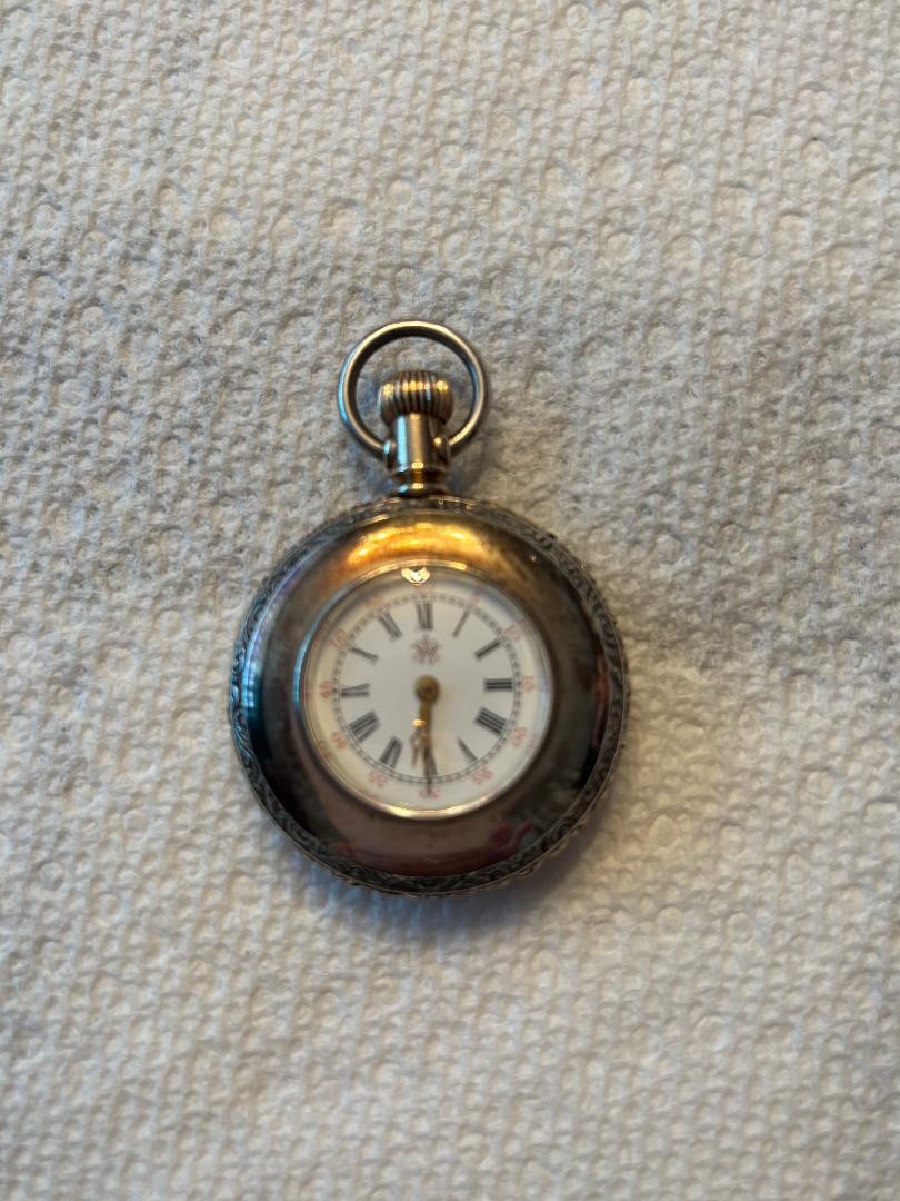 H38 BEAUTIFUL! 1896 WALTHAM MULTICOLOR COIN SILVER 900 ANTIQUE POCKET WATCH!