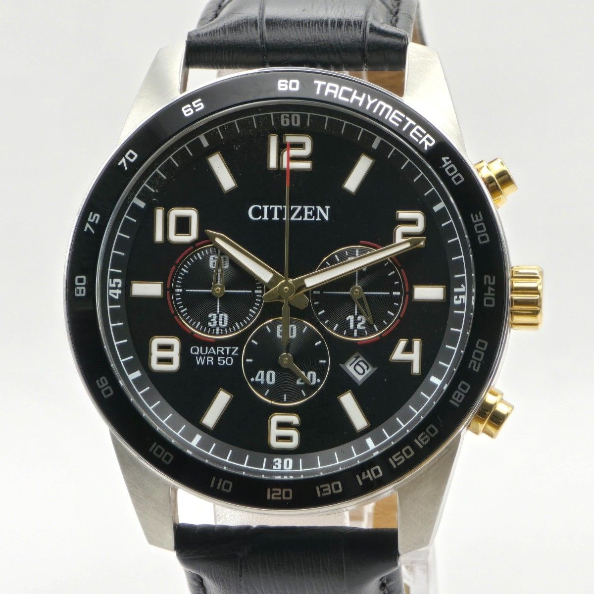 Working New Battery CITIZEN AN8166 05E Chronograph 0520 Tachymeter Black Dial Me
