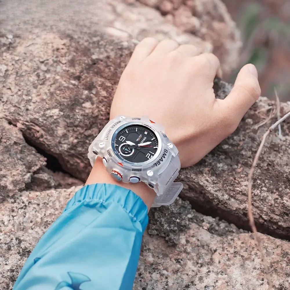 8007 Men’s Outdoor Transparent Dual Display Waterproof Luminous Watch