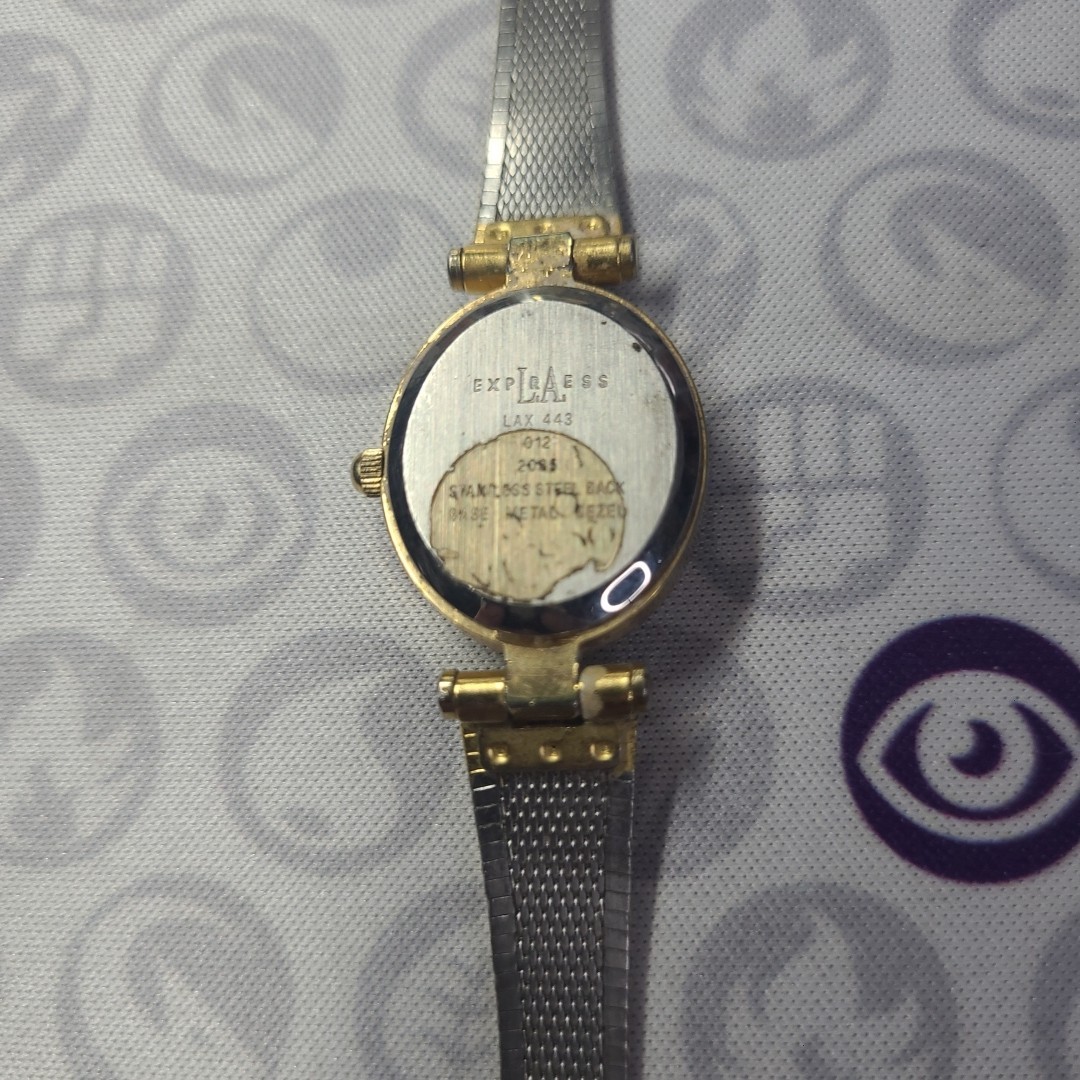 LA Express Ladies Abalone Shell Gold Tone Band Dress Watch (BAND DOES NOT CLASP)