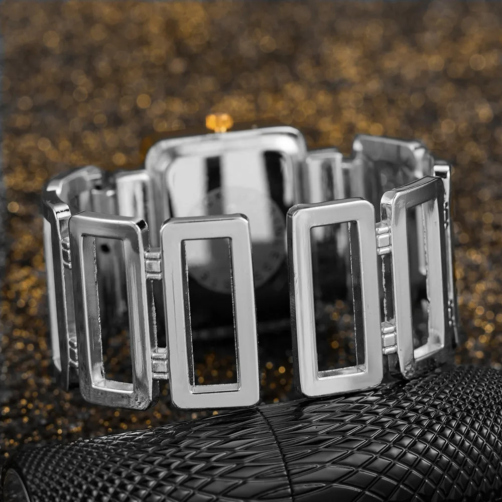 Women’s Rectangle Bangle Watch Rhinestone Steel Bracelet