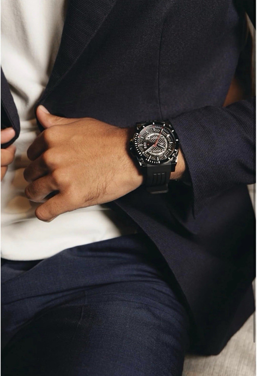 Bulova Men’s Precisionist Quartz Watch Black Polyurethane Strap 47 MM 98B417