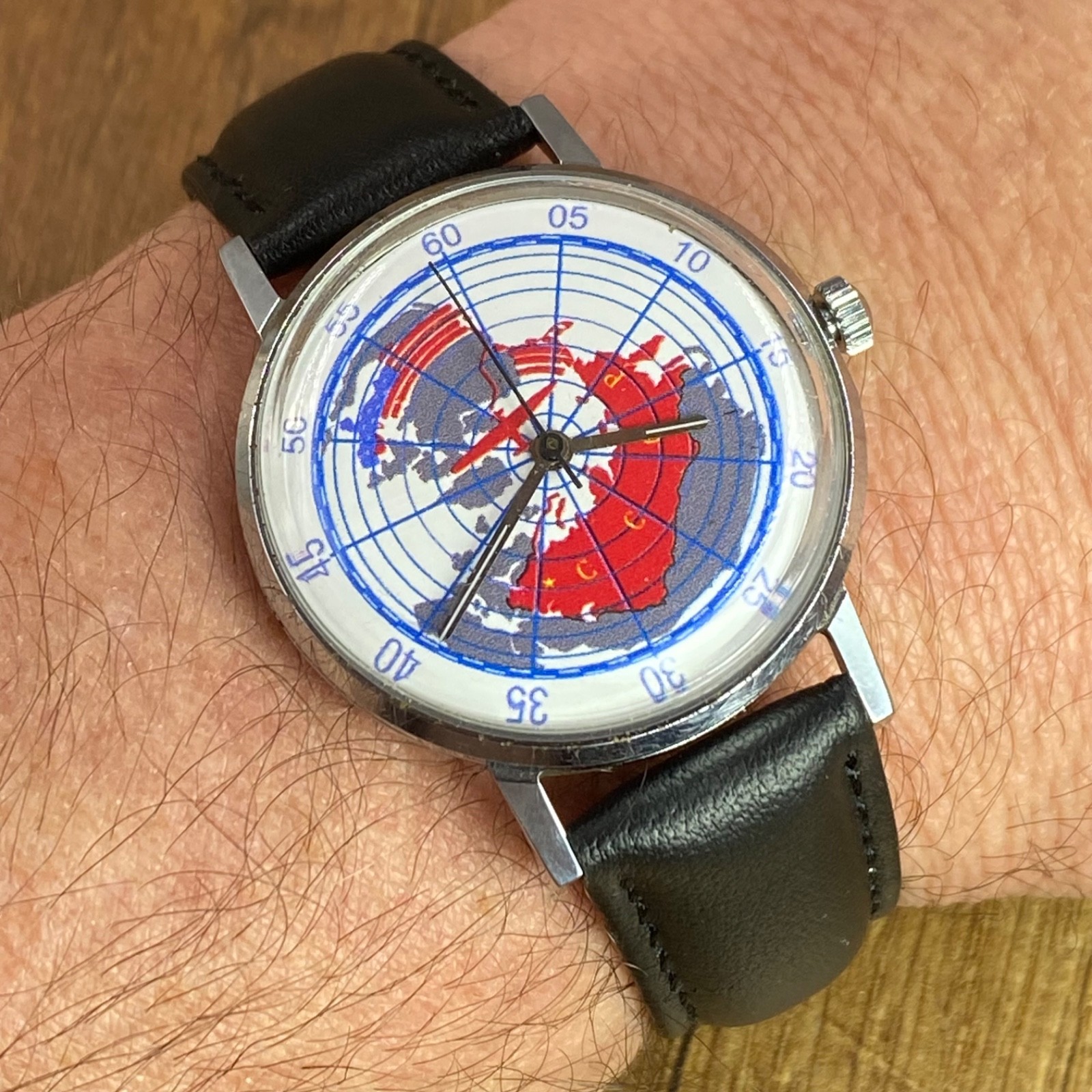 RARE! Vintage Luch First flight Moscow-USA 1937 mechanical Soviet Era mens watch