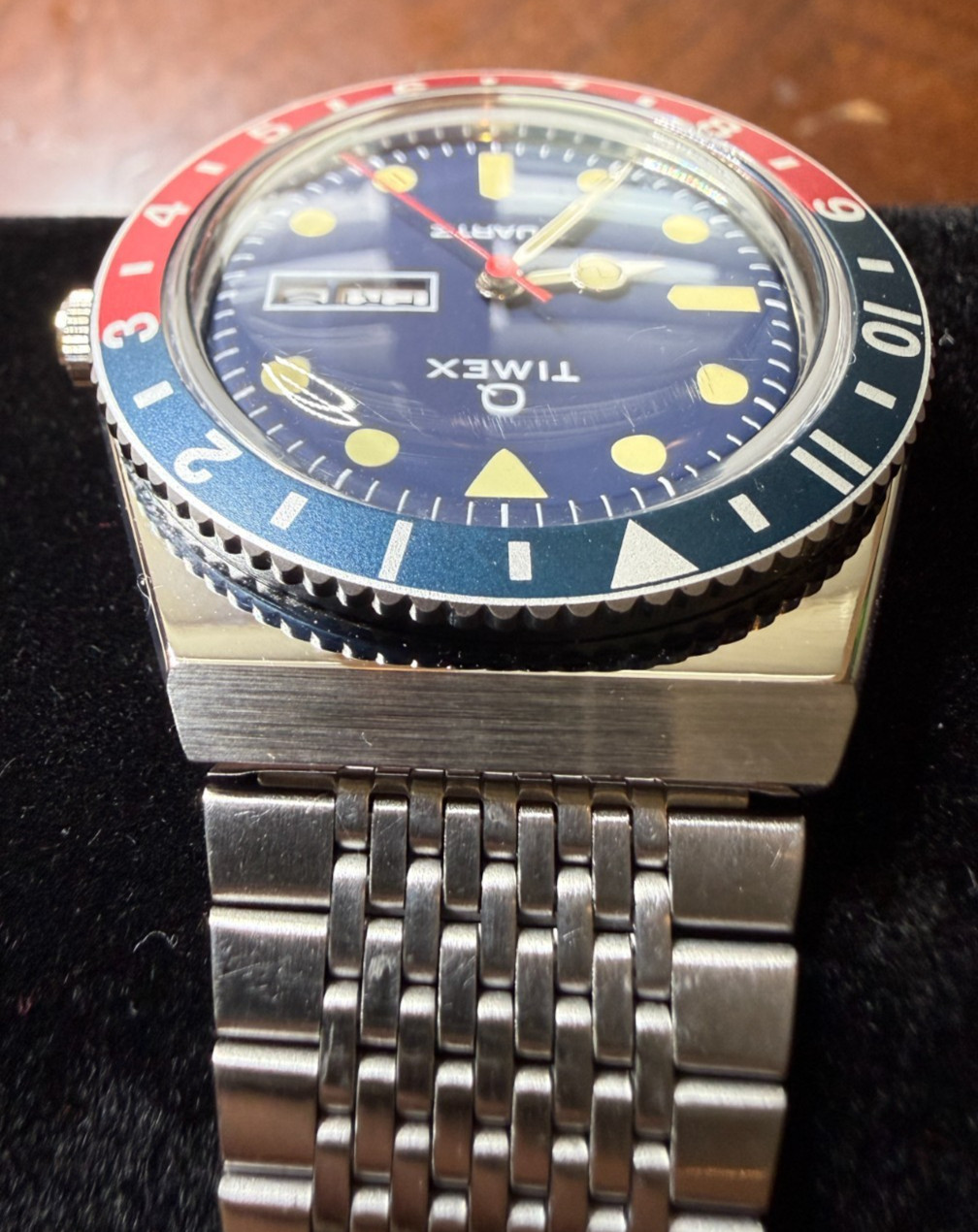 Timex Q Timex Reissue Quartz Blue Dial Pepsi Bezel Watch TW2T80700ZV